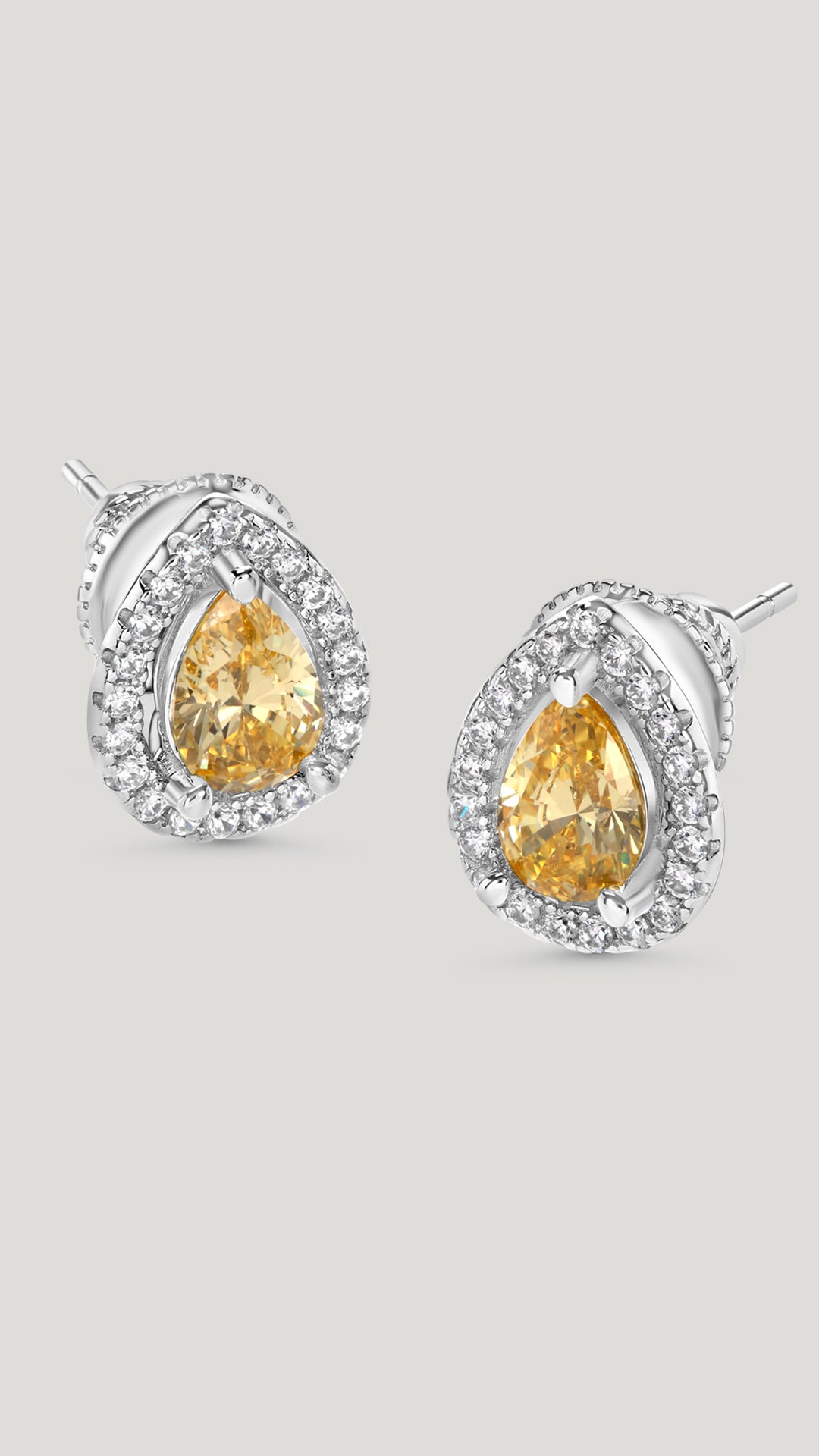 Emile Yellow Studs White Gold Plated