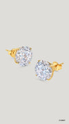 9K Solid yellow gold classic 3ct stud earrings for women