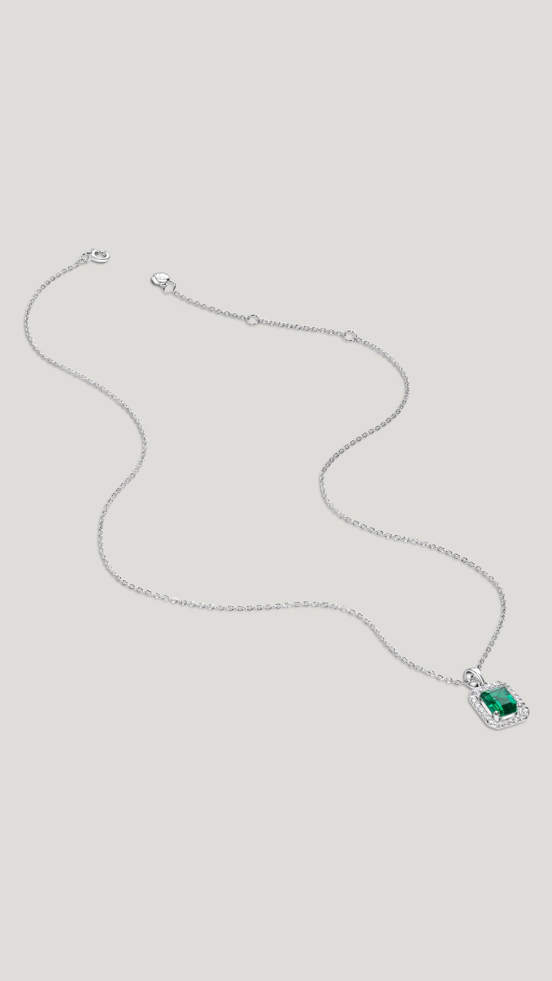 Eton Green Borderset Necklace White Gold Plated