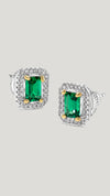 Eton Green Borderset Studs White Gold Plated