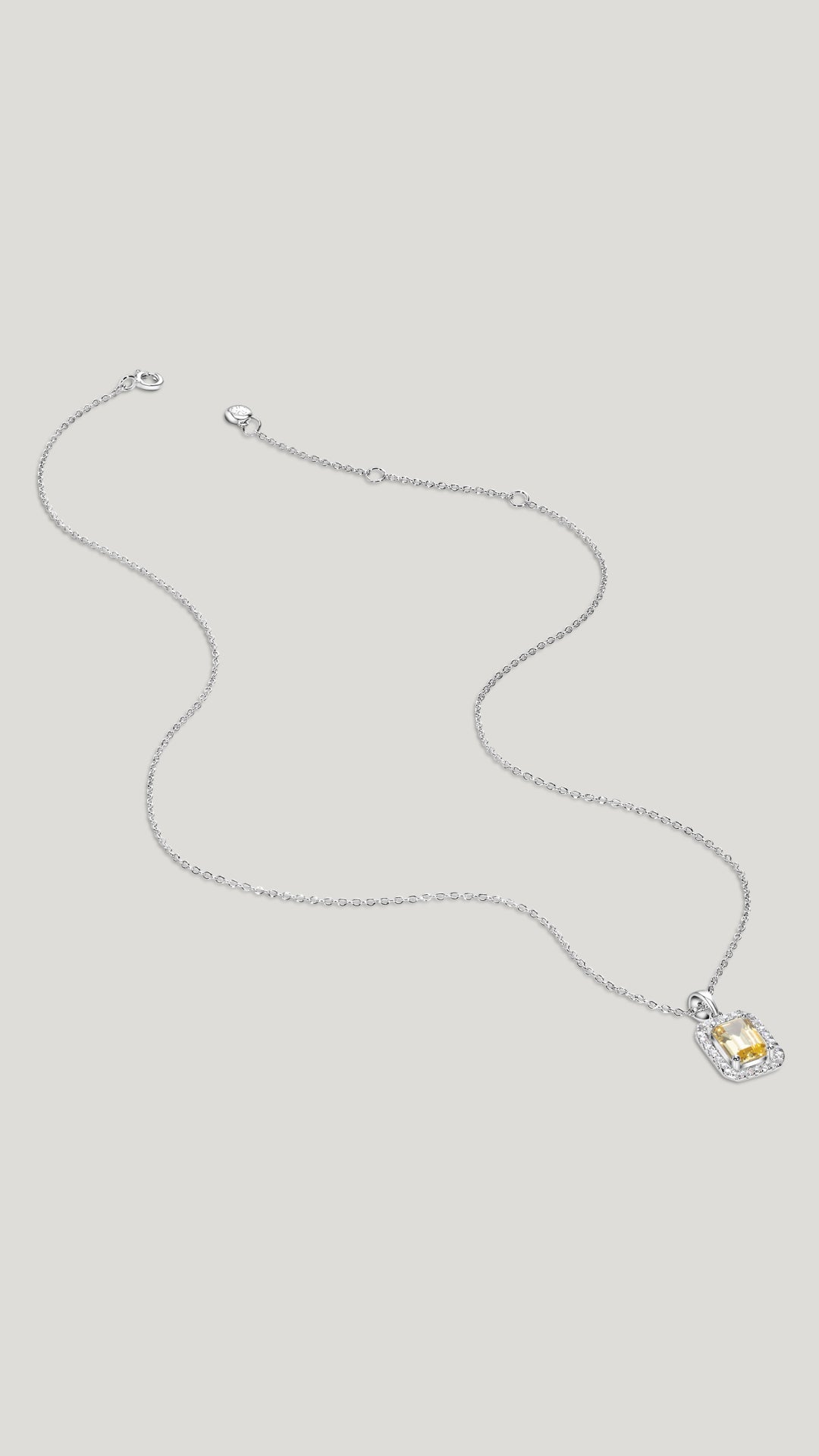 Eton Yellow Borderset Necklace White Gold Plated