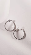 Gaea Hoops White Gold Plated