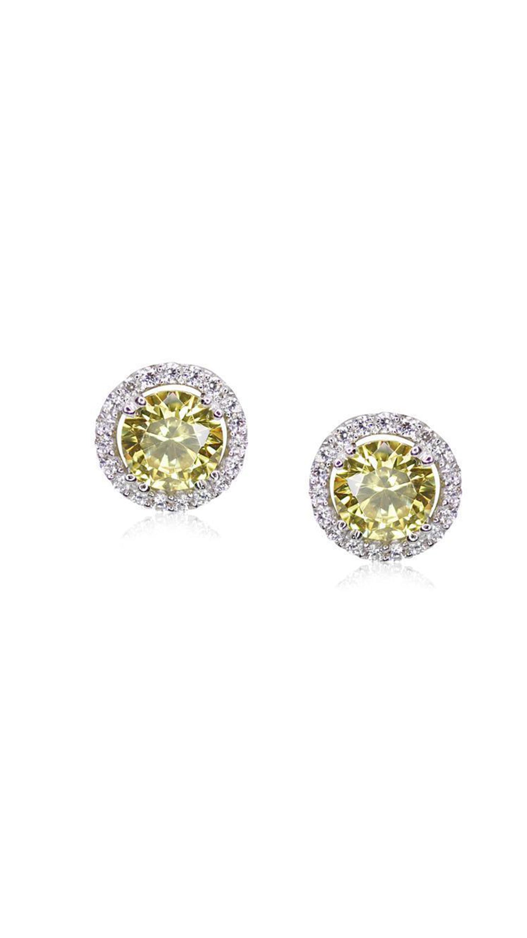 Gwyn Round Borderset Studs Yellow White Gold Plated