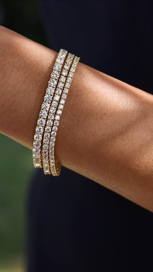 Gold tennis bracelet stack for women