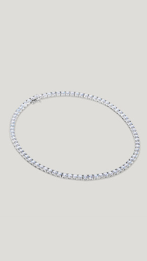 Jaden Round Prong Line Necklace White Gold Plated