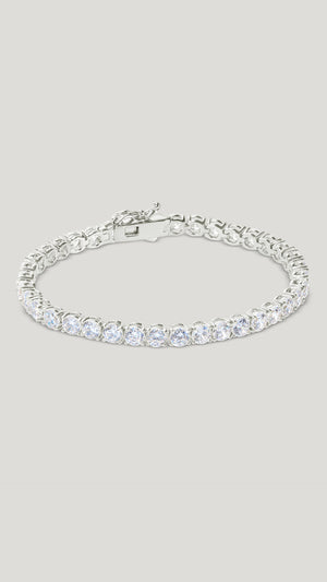 Hailey Round Prong Tennis Bracelet White Gold Plated