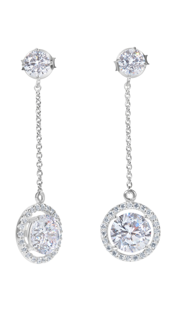 Sterling silver drop diamond look earrings for women