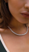 Statement tennis necklace with four-prong setting for maximum sparkle