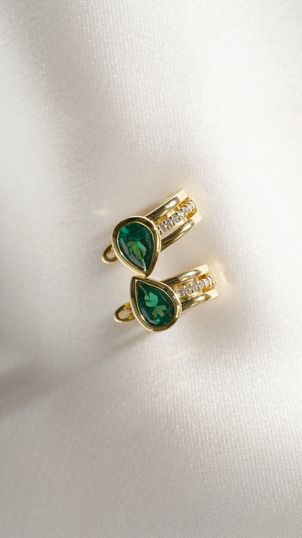 Jaia Earrings Emerald Green Gold Vermeil