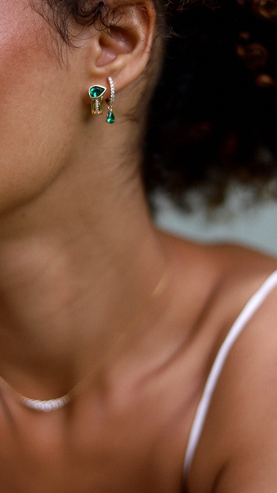 Jaia Earrings Emerald Green Gold Vermeil