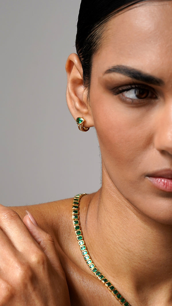 Jaia Earrings Emerald Green Gold Vermeil