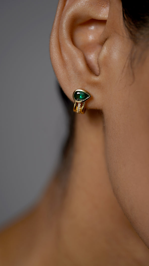 Jaia Earrings Emerald Green Gold Vermeil