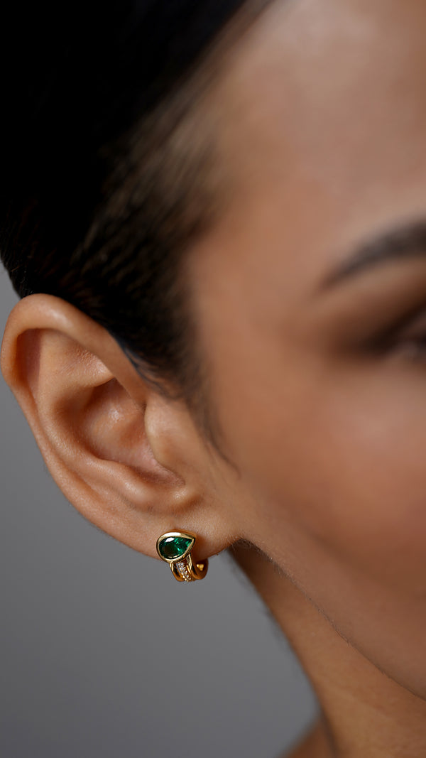 Jaia Earrings Emerald Green Gold Vermeil