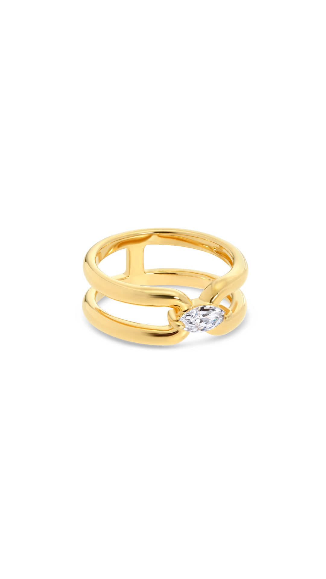 Everyday gold ring for women featuring a marquise cut stone.