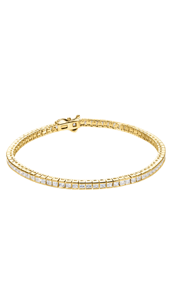 Classic line gold tennis bracelet for women.