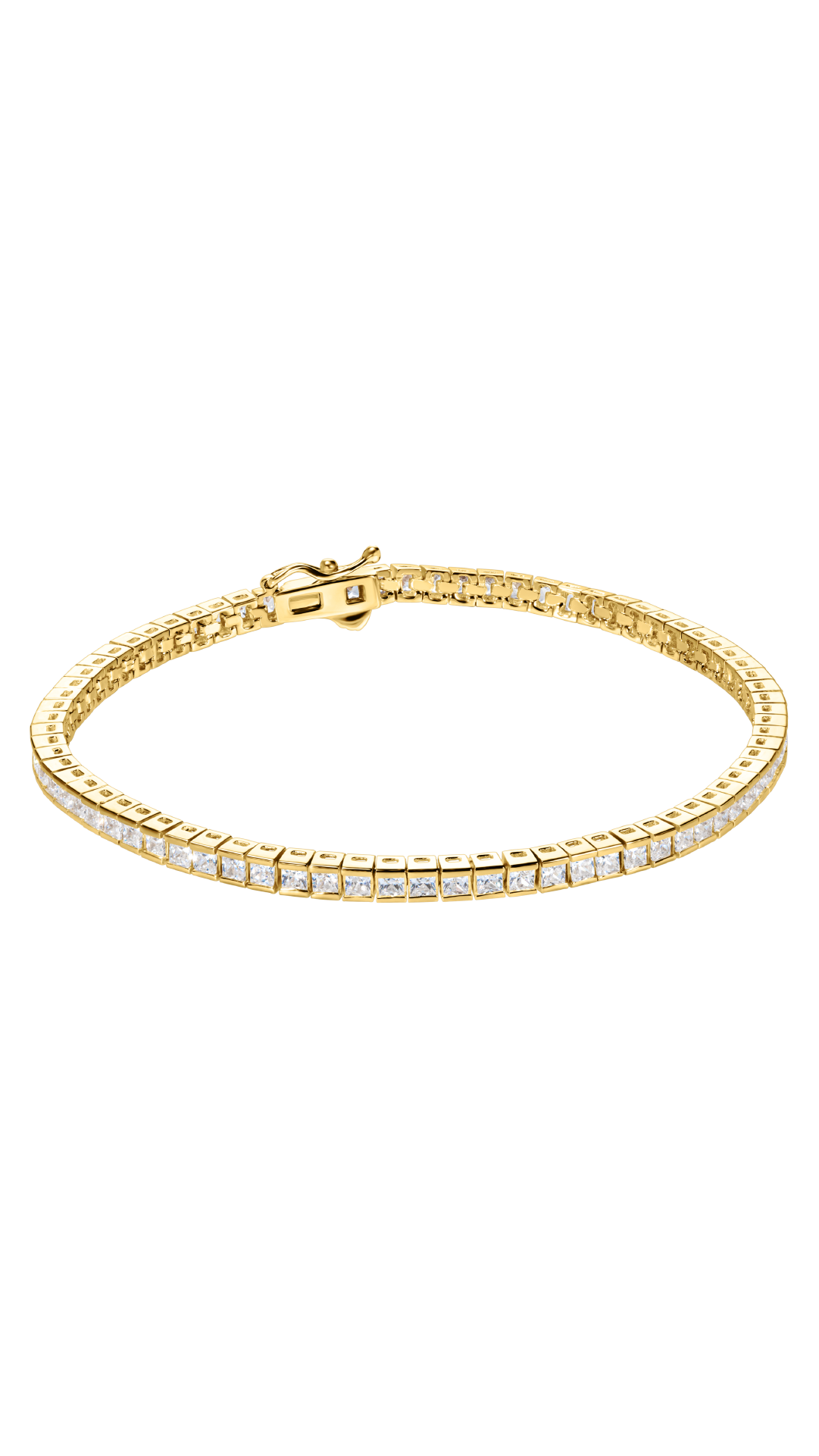 Classic line gold tennis bracelet for women.