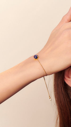 Lab-grown tanzanite cabochon stone slider bracelet for women from the sugardrop collection