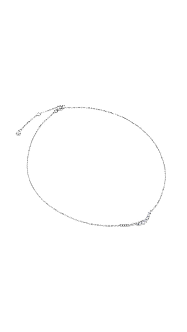 delicate sterling silver necklace for women featuring  marquise-cut stones.