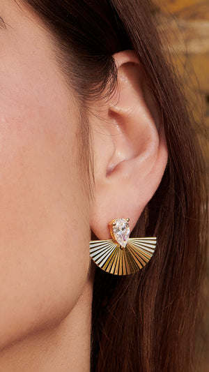 Large Celene Fan Earrings, gold vermeil on sterling silver

