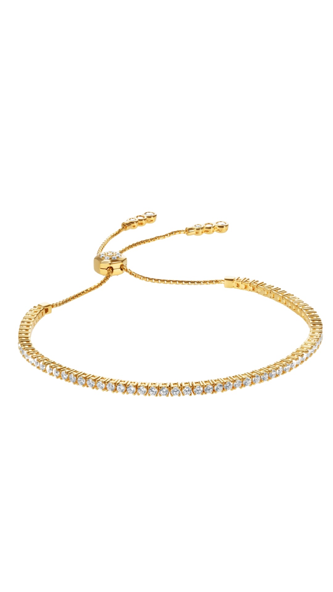 Gold adjustable tennis bracelet for women