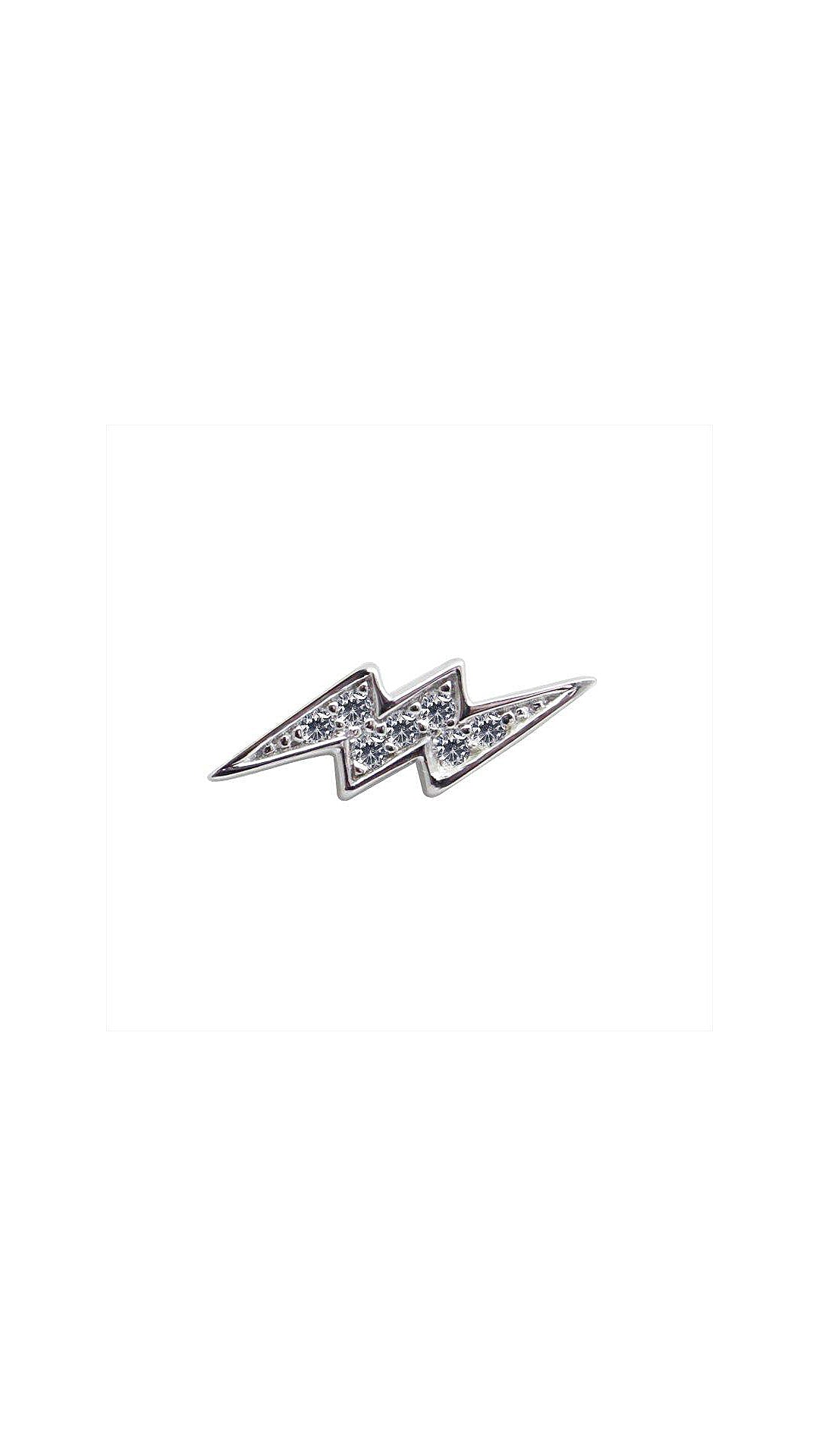 Lightning Stud White Gold Plated