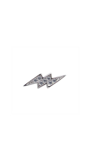 Lightning Stud White Gold Plated