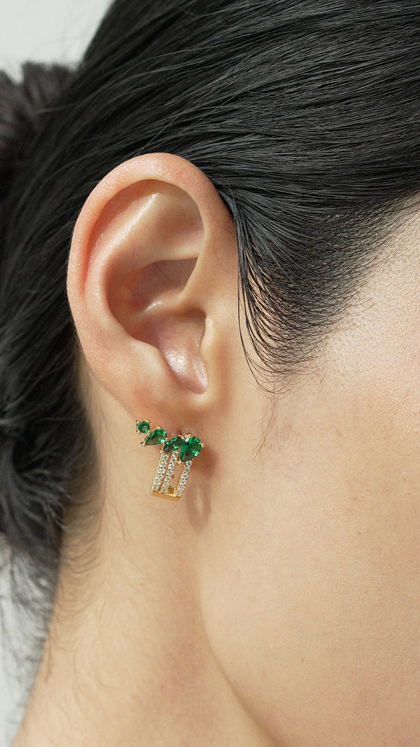 Luanne Emerald Green Earrings Gold Vermeil