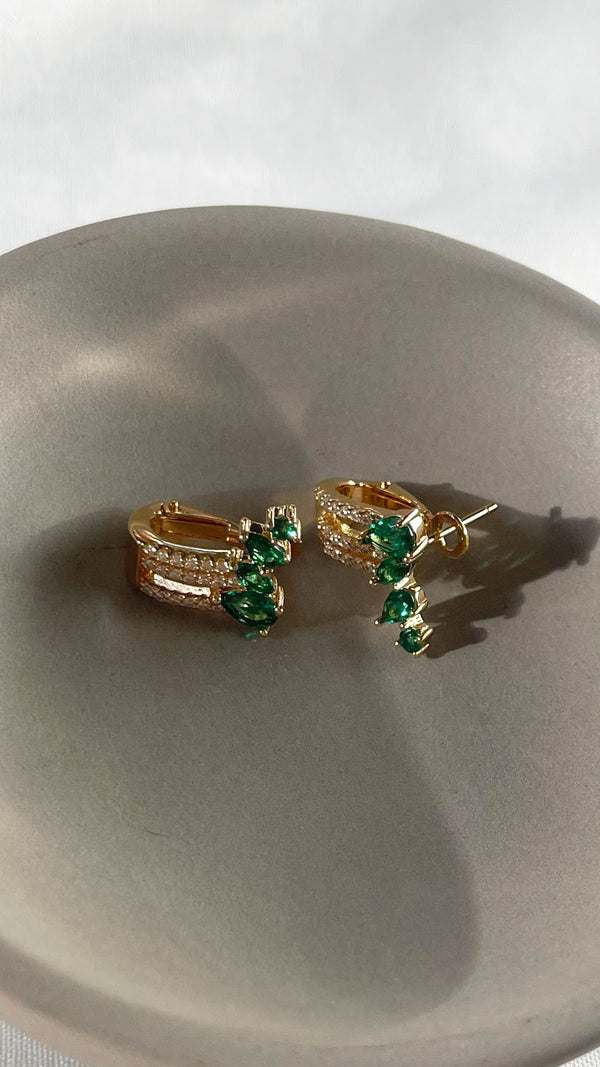 Luanne Emerald Green Earrings Gold Vermeil