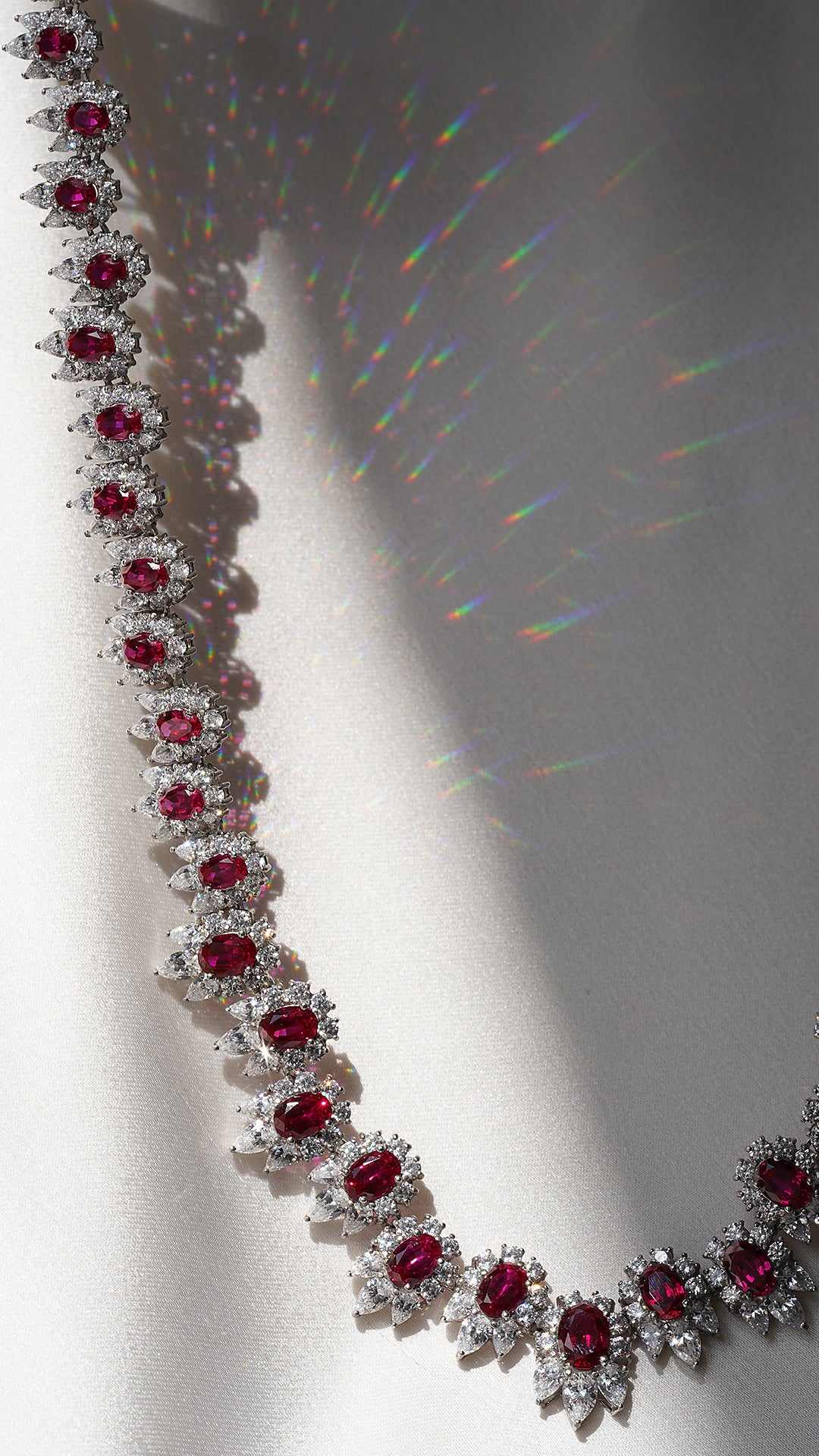 Marina Ruby Necklace White Gold Plated