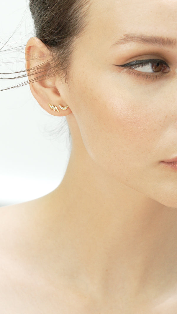 Moon Stud Earring Gold Vermeil