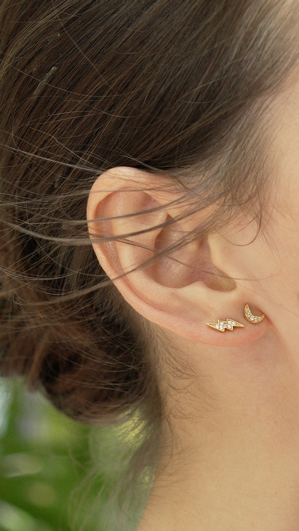 Moon Stud Earring Gold Vermeil