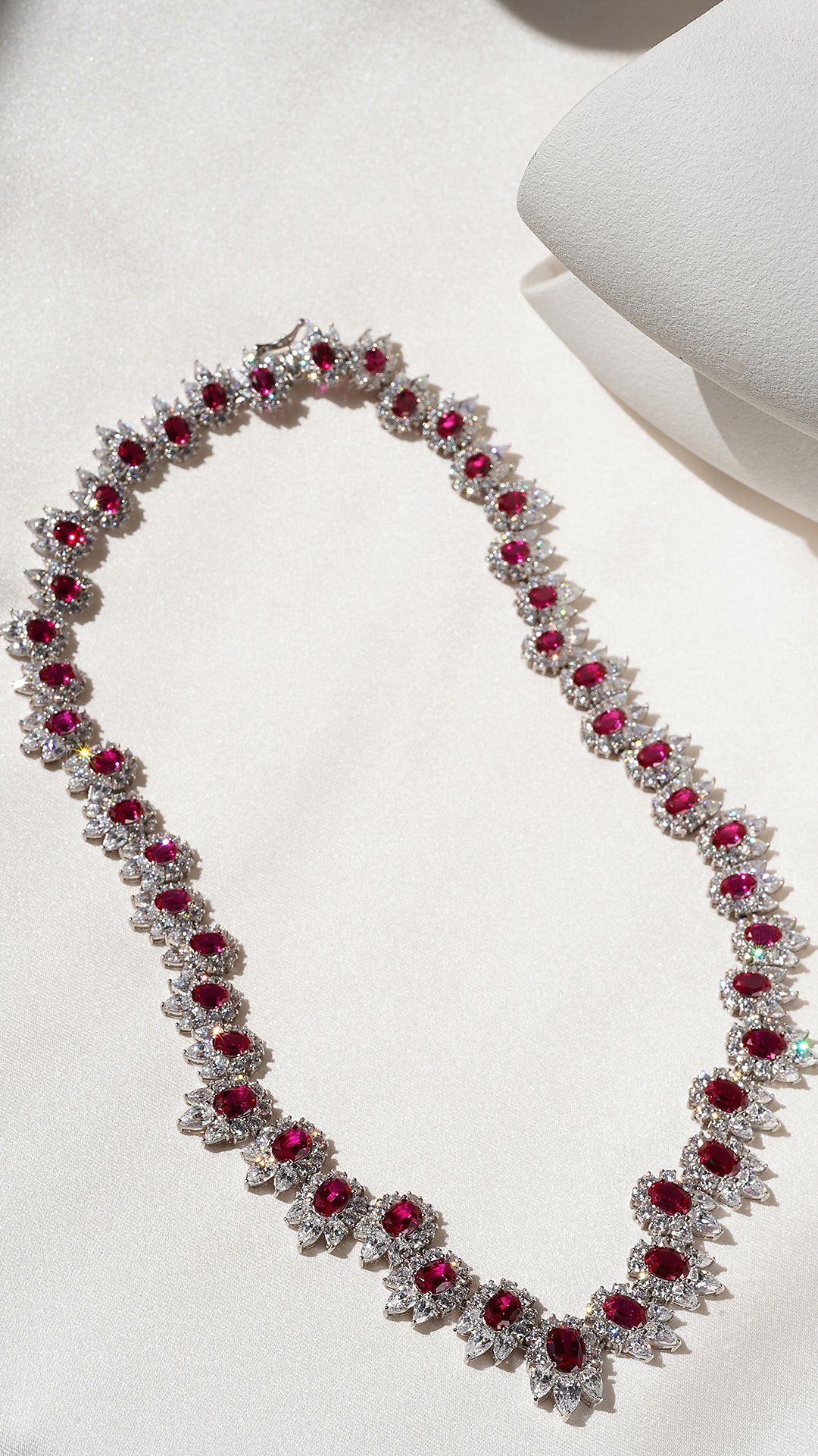 Marina Ruby Necklace White Gold Plated