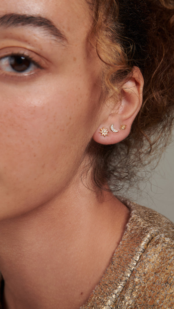 Moon Stud Earring Gold Vermeil