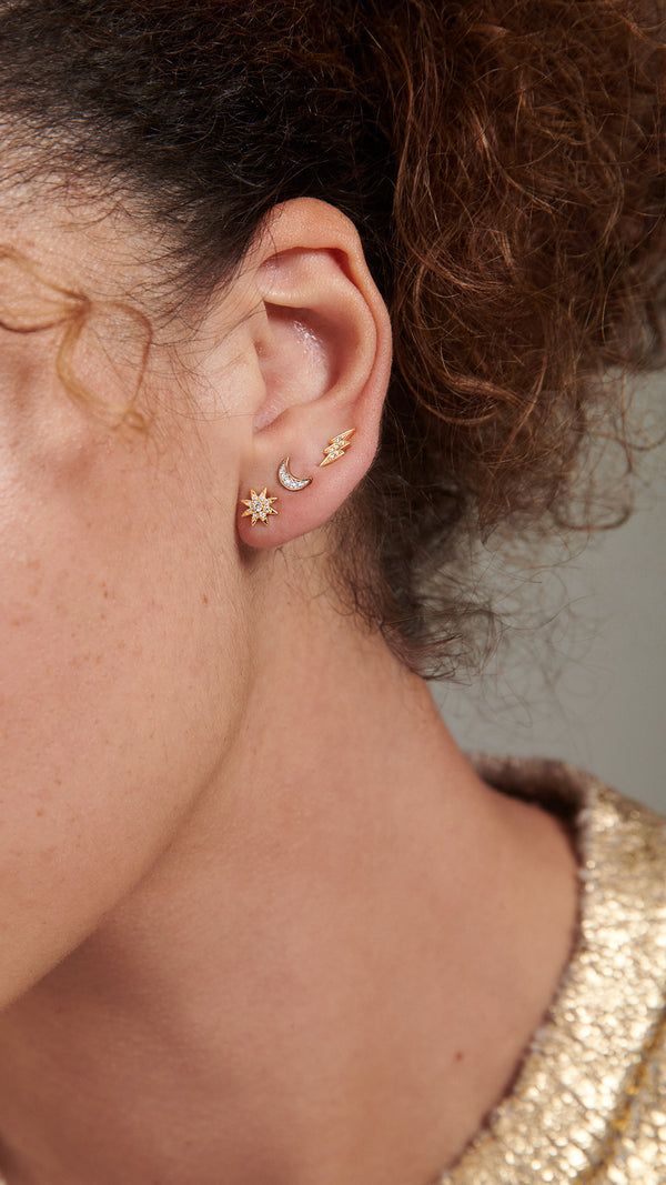 Moon Stud Earring Gold Vermeil