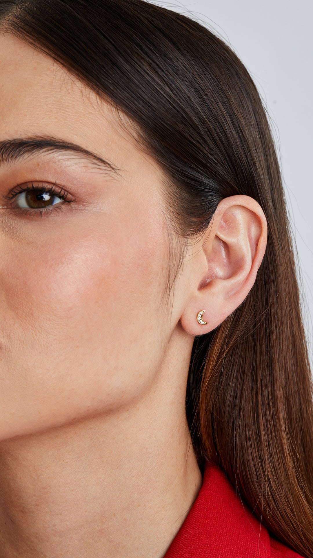 Moon Stud Earring Gold Vermeil