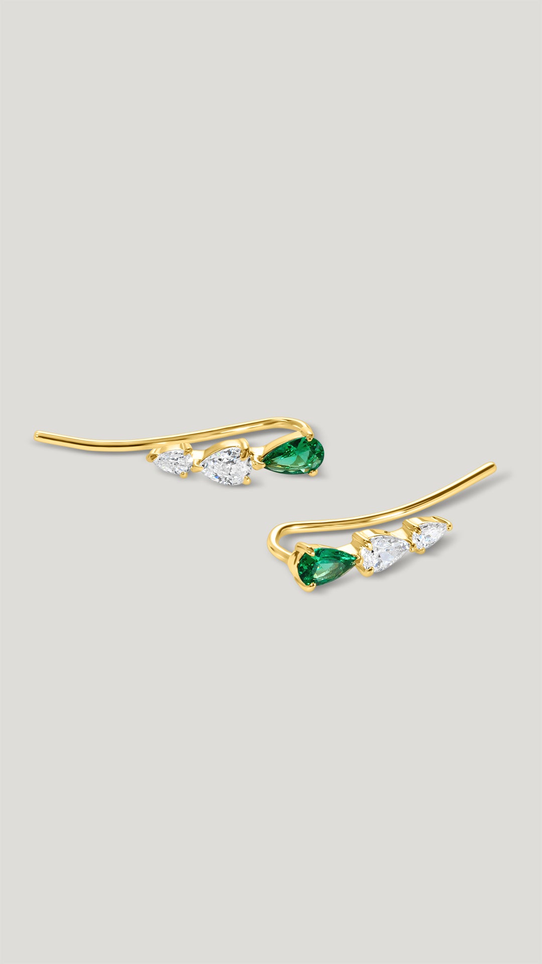 Toluda Ear Climber Emerald Gold Vermeil