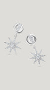 Nysa sterling silver star drop earrings for women.