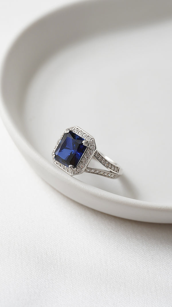 Percy Sapphire Ring Sterling Silver