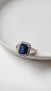 Percy Sapphire Ring White Gold Plated