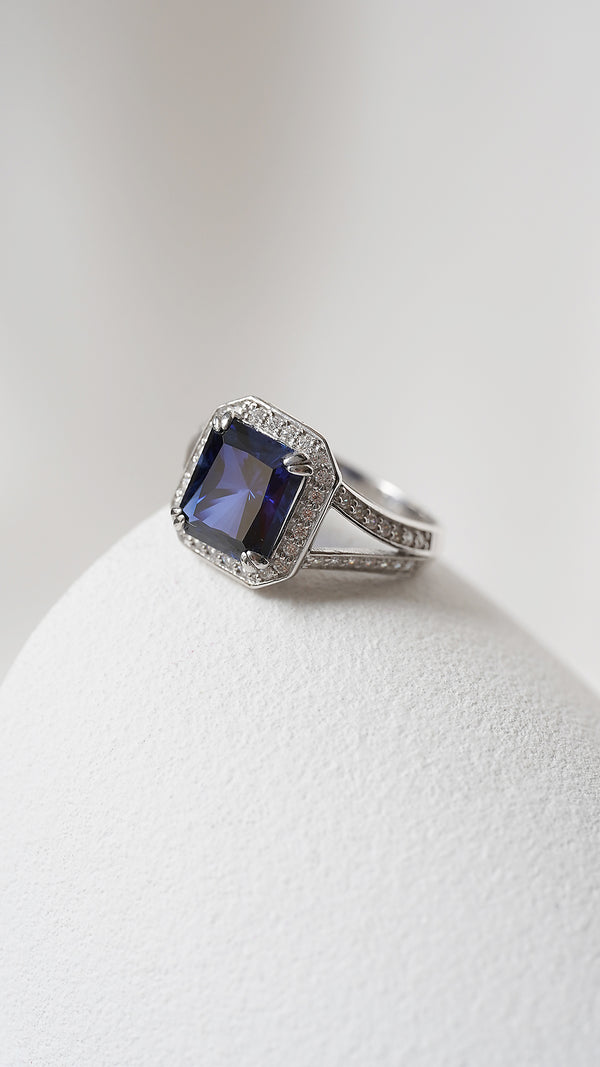 Percy Sapphire Ring Sterling Silver