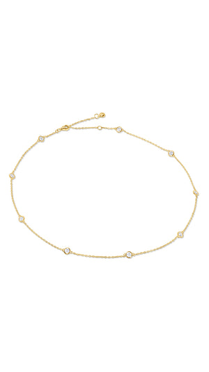 Classic gold station necklace for women. 