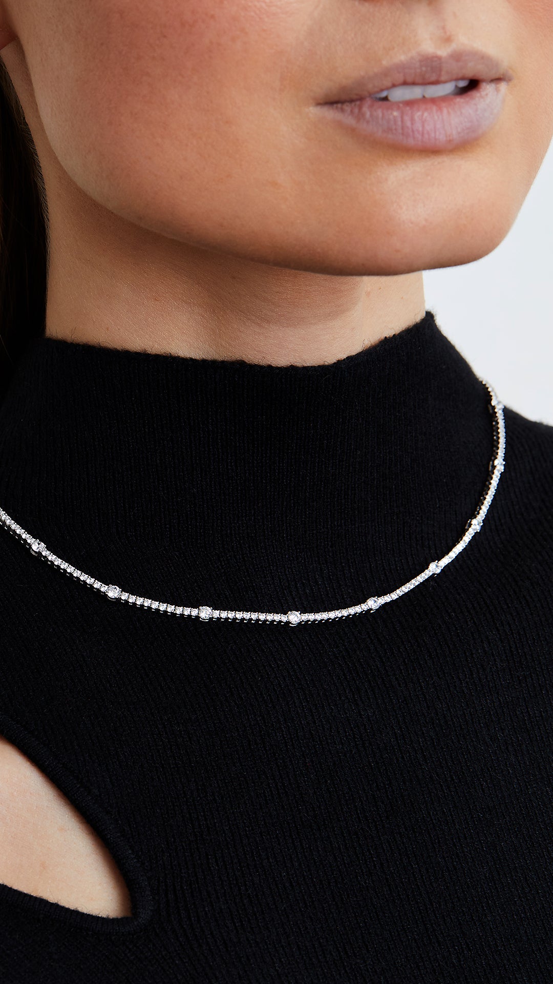 Phoebe Tennis Necklace White Gold Plated