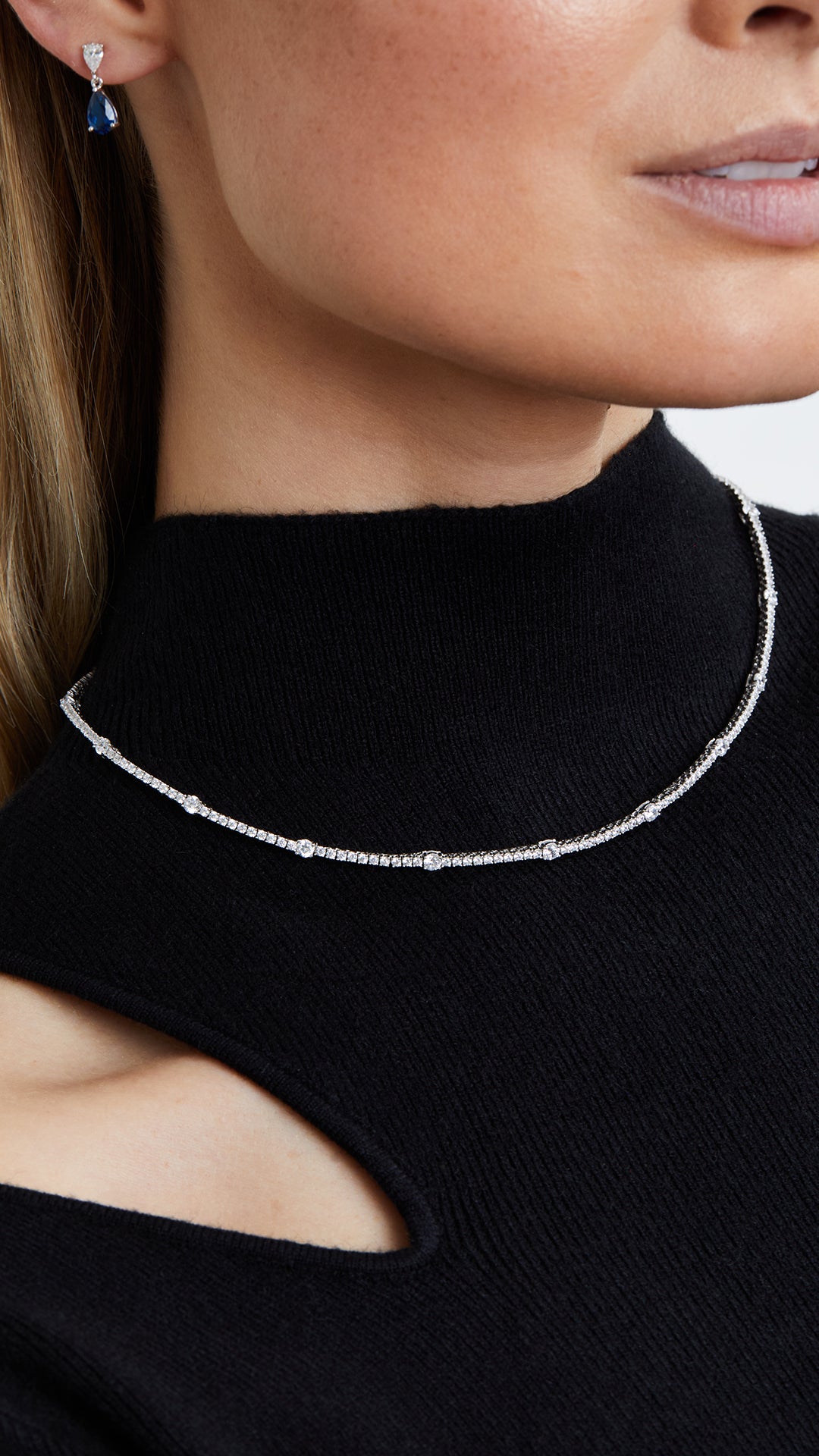 Phoebe Tennis Necklace White Gold Plated