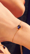 Recycled sapphire cabochon stone slider bracelet for women from the sugardrop collection