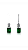 Shannon Green Emerald Euro Back Earrings White Gold Plated