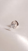 Simple Single Round Stud White Gold Plated