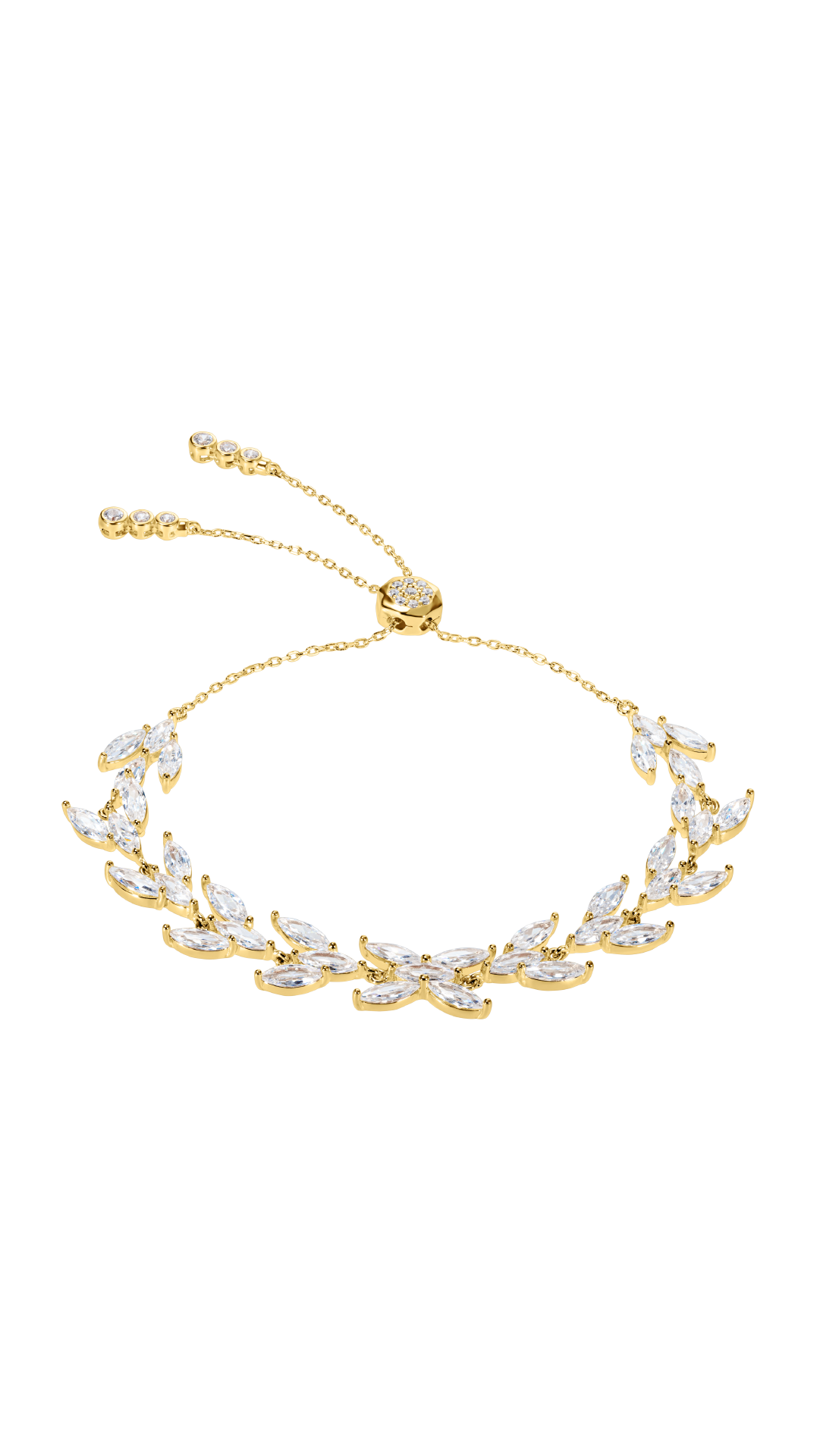 Marquise cut gemstone statement bridal gold bracelet for women.