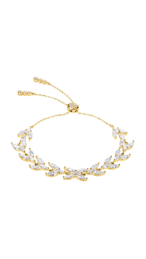 Marquise cut gemstone statement bridal gold bracelet for women.