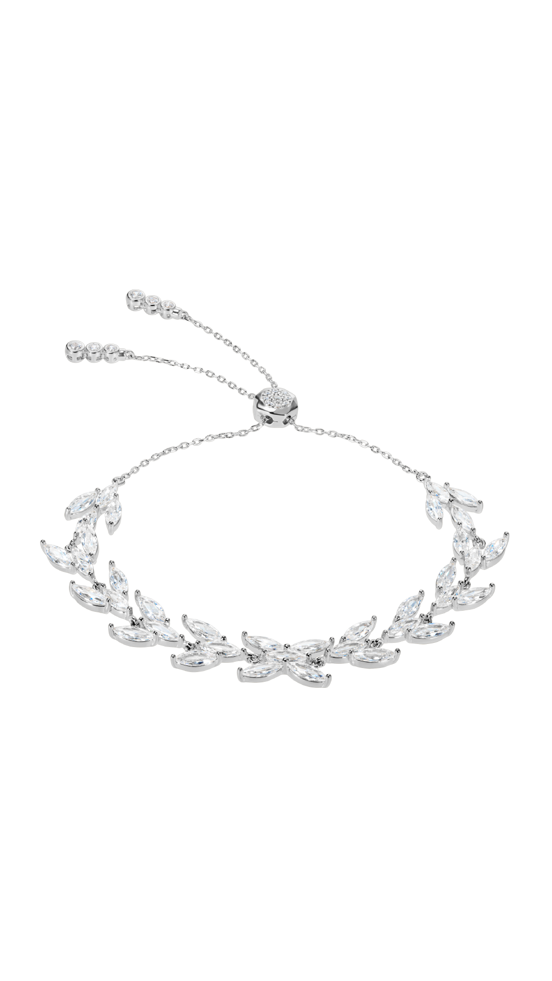 Marquise cut gemstone statement bridal sterling silver bracelet for women.