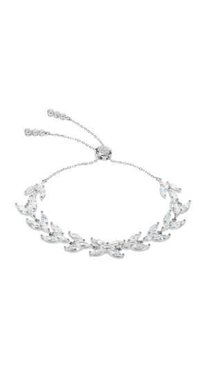 Marquise cut gemstone statement bridal sterling silver bracelet for women.